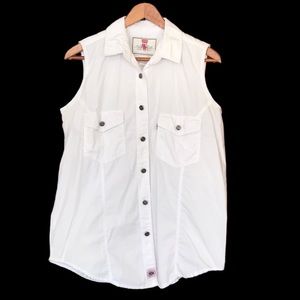 Levi’s Vintage White Sleeveless Button Down Top M